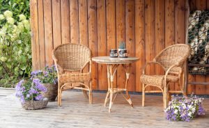 rotan tafel met teakhouten blad petra