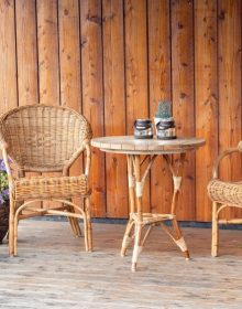 rotan tafel met teakhouten blad petra