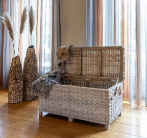 rotan speelgoedkist opbergmand kist in de kleur white wash